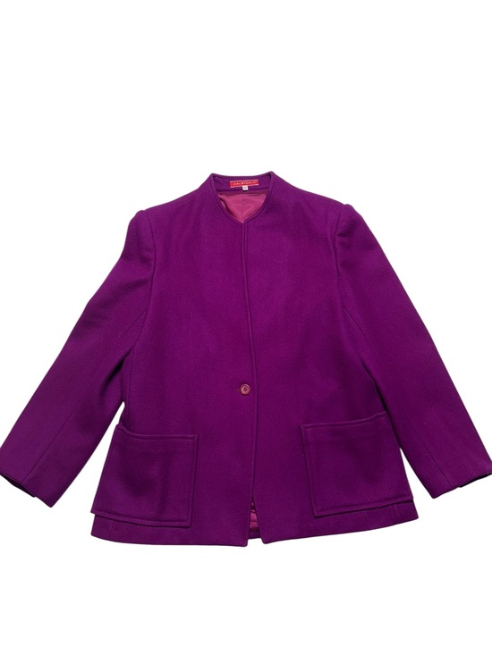Halston Jackets & Blazers - Vintage 80s Halston III Purple 100% Wool Collarless Jacket Blazer Size 10